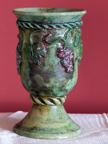 Art nouveau cup with grapes